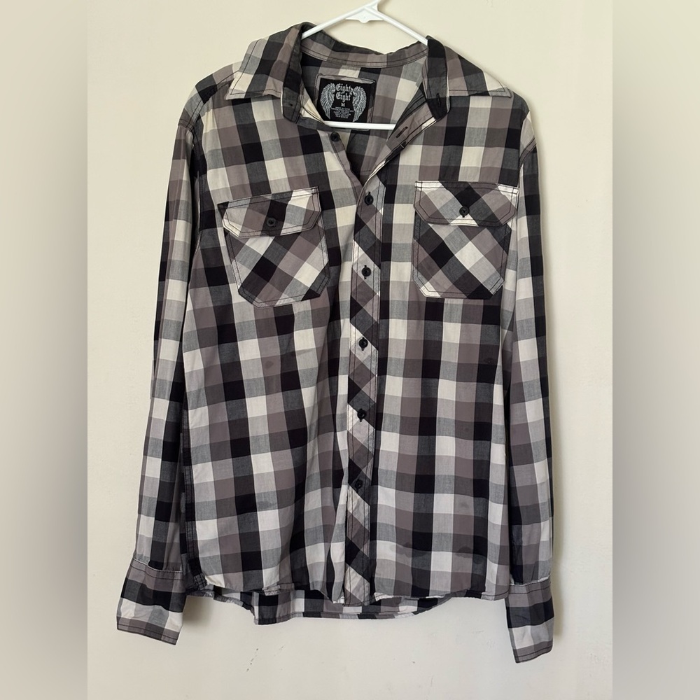 Men’s Plaid Long Sleeve Button up Shirt Size Medium